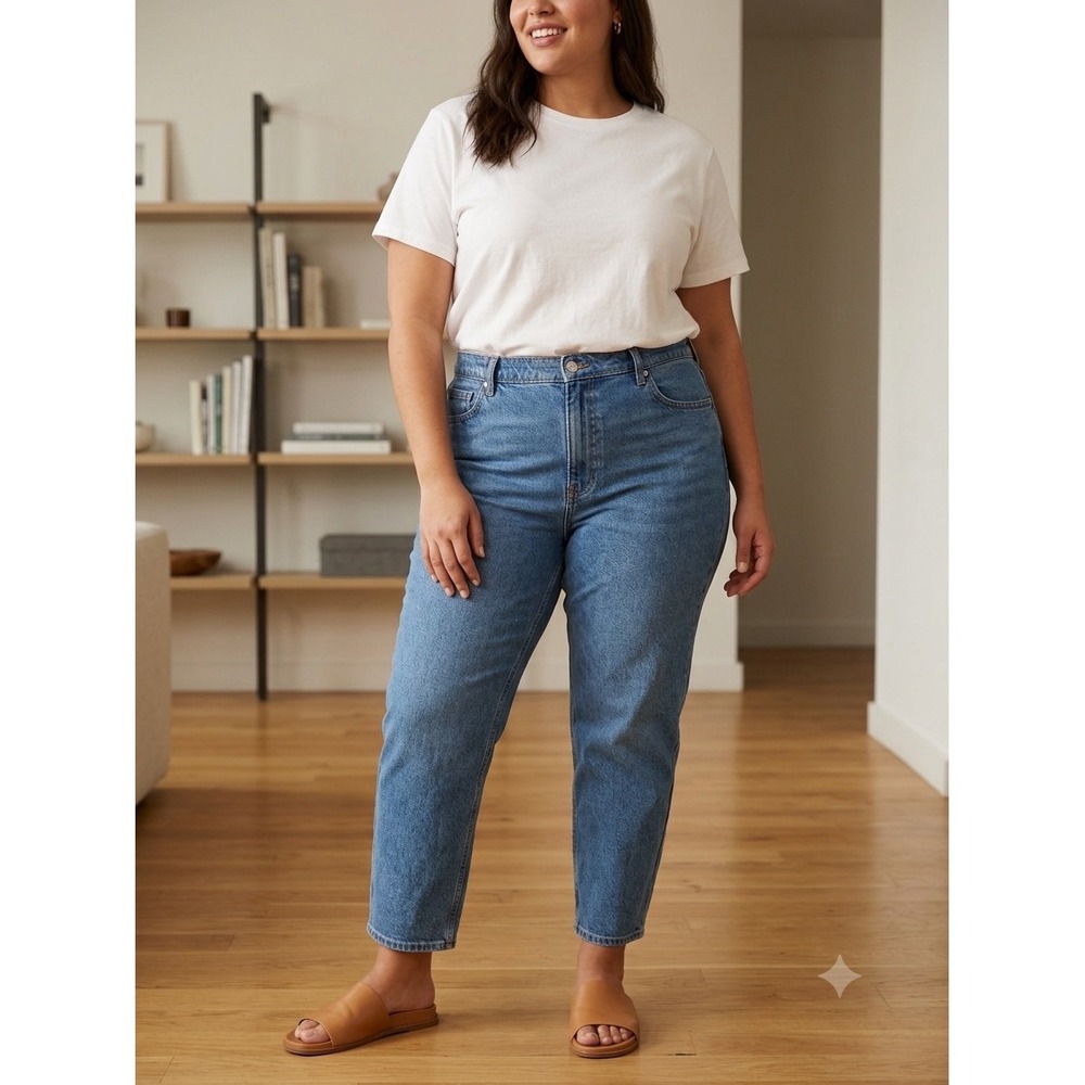 Everlane The Original Cheeky Jean Blue Organic Cotton Straight Leg Crop Size 34